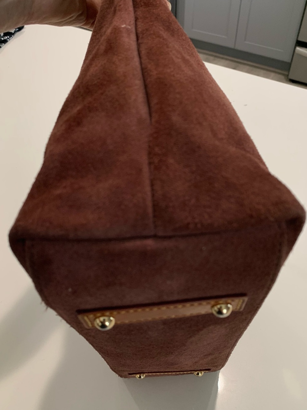 Dooney & Bourke Suede Leather Shoulder Hobo Bag, Brown Wine Slouch Tan Trim - Picture 7 of 14